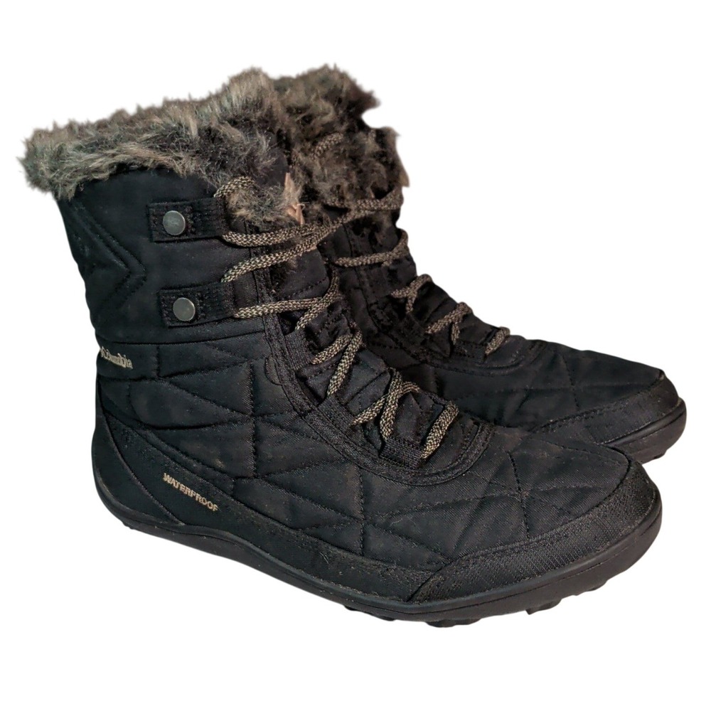 Columbia Minx Shorty III Boots Womens Size 8 Black Waterproof Omni Grip Winter